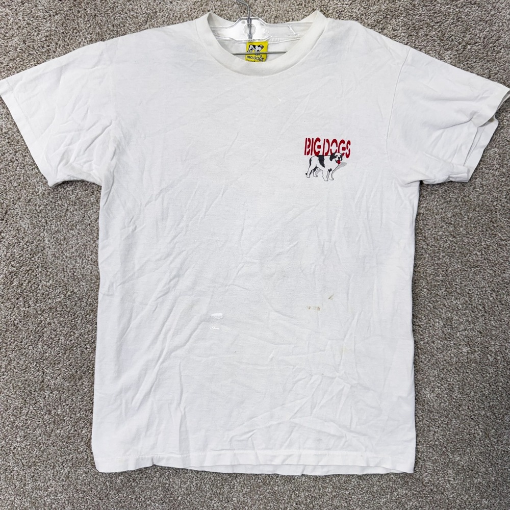 Big Dogs T-Shirt Mens M White Graphic Single Stitch Made in USA